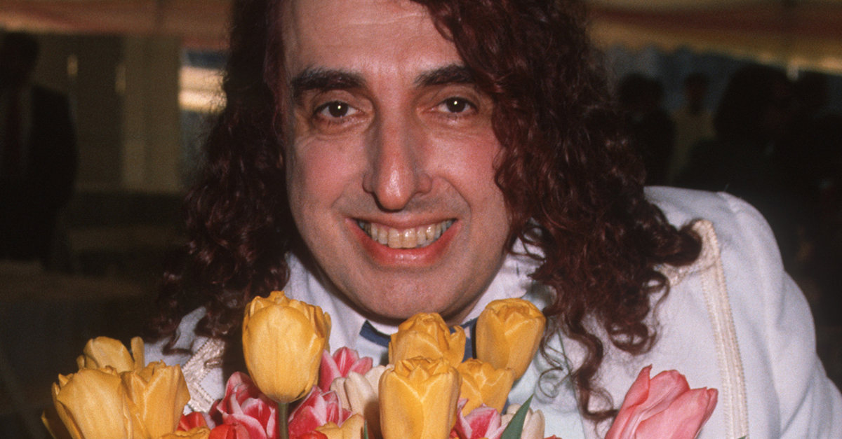 Portrait of Tiny Tim with tulips