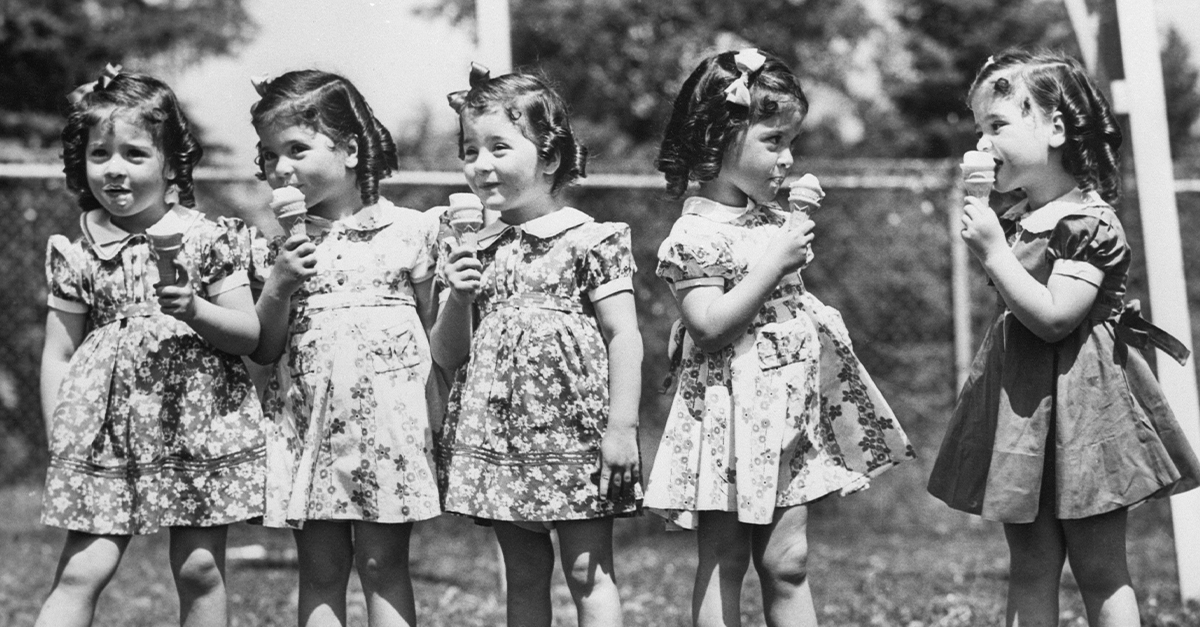 Dionne Quintuplets Have Ice Cream Cone