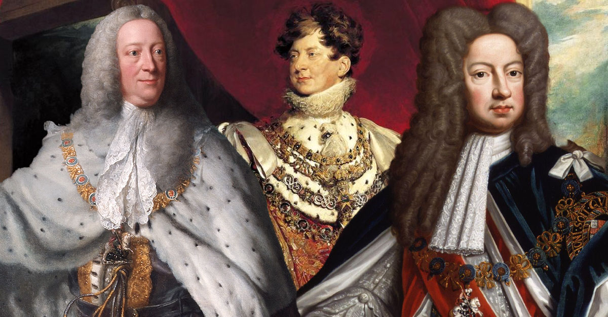 amalgamation of public domain images of rulers of the House of Hanover