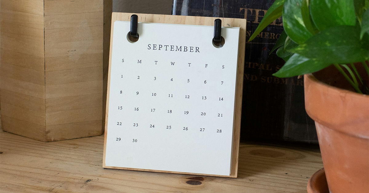 modern minimalist calendar page turned to september