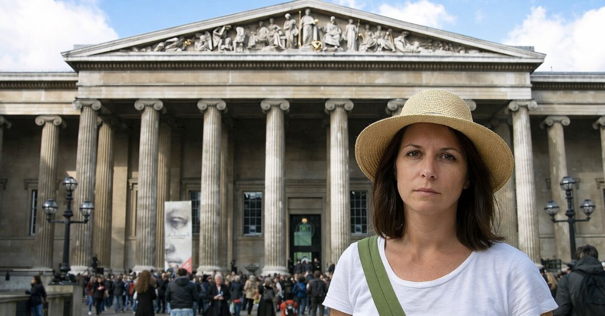 Woman in front of British Museum