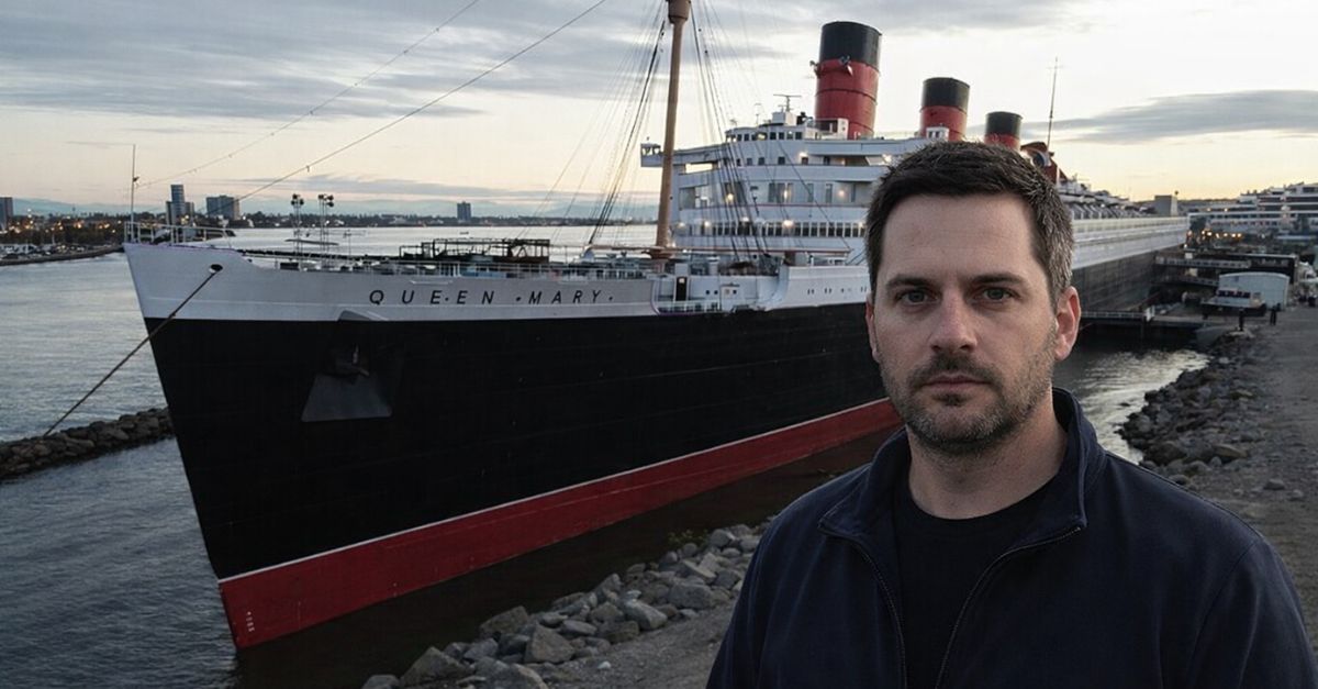 Person standing near RMS Queen Mary