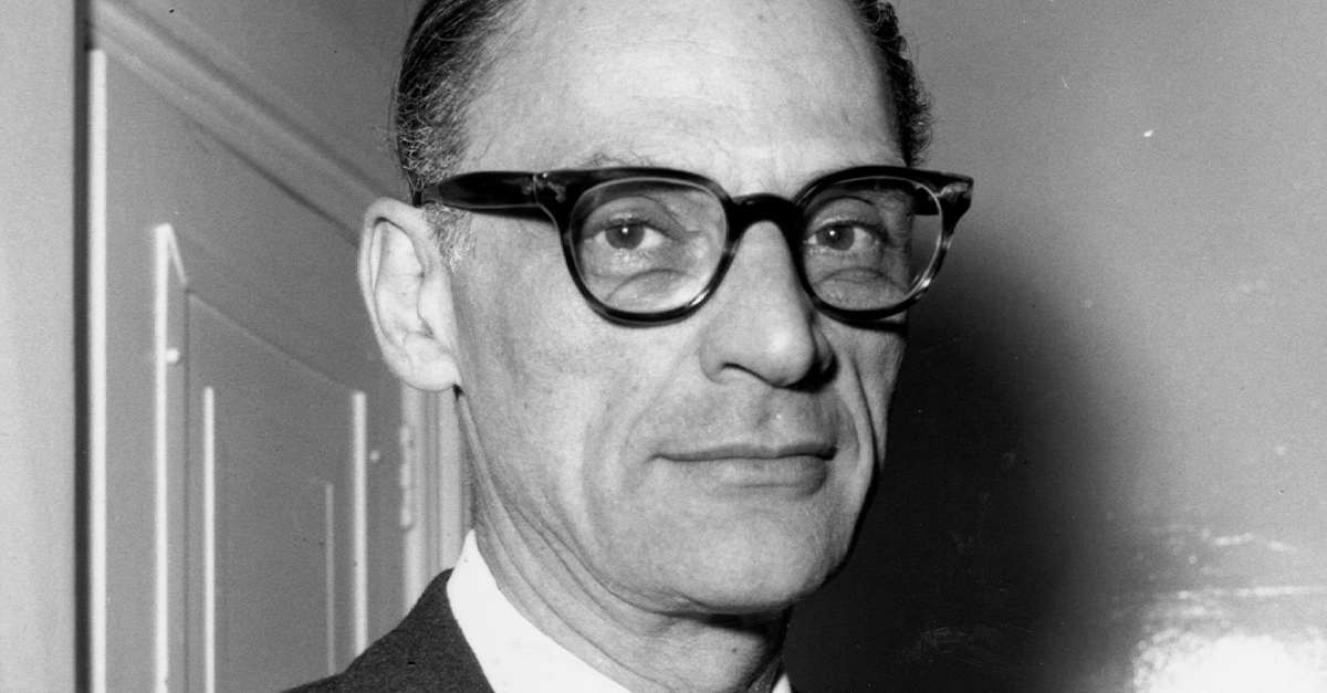 Portrait of playwright Arthur miller, wearing glasses