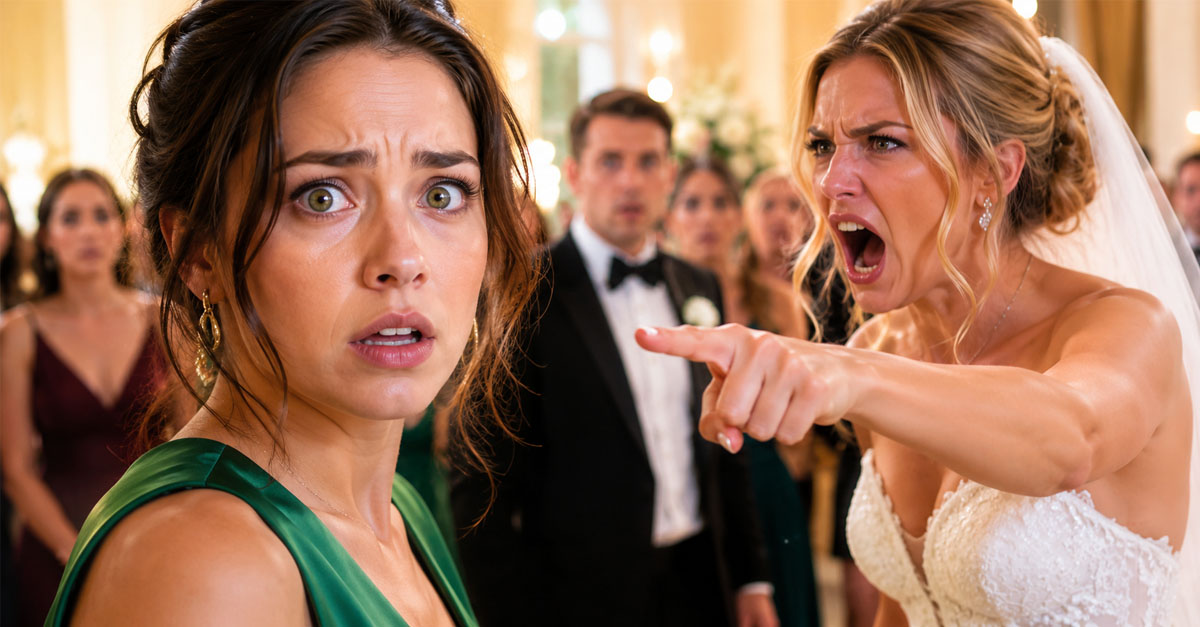 bride yelling at wedding guest