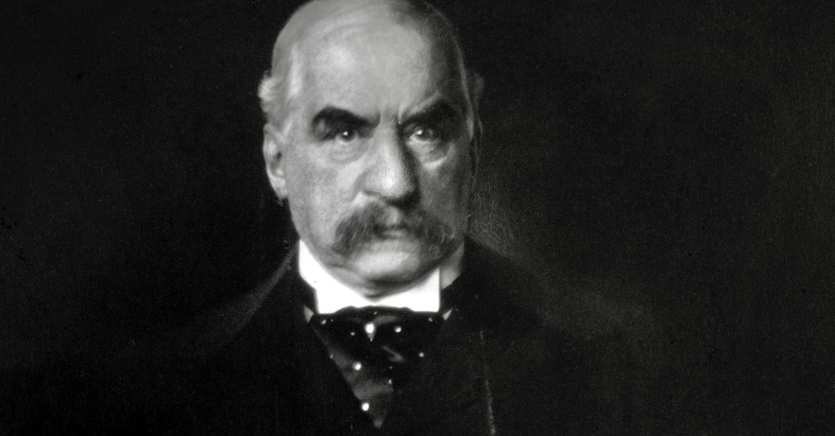 J.P. Morgan photographed by Edward Steichen; photo known for the light reflected off the armrest being interpreted by viewers as a knife.